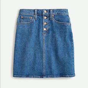 NWT J. Crew Button Front Down Denim Jean A-line Skirt Size 27